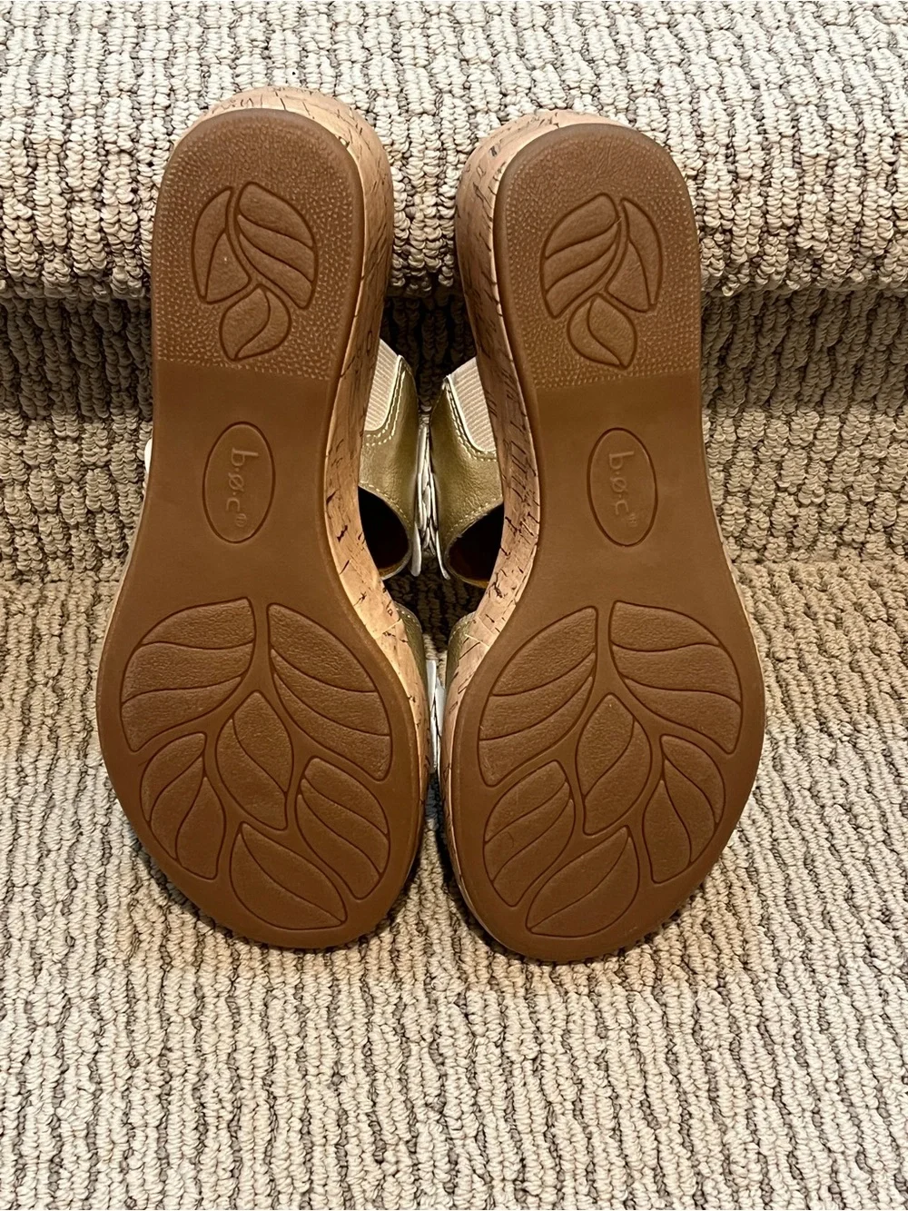 b.o.c. Two-Band Floral Wedge Sandals - Sz 7